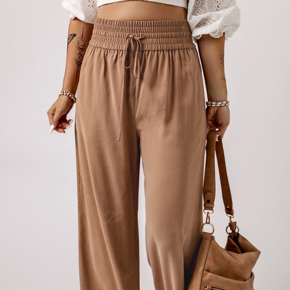 Tan Wide Leg Spring/Summer Bottoms